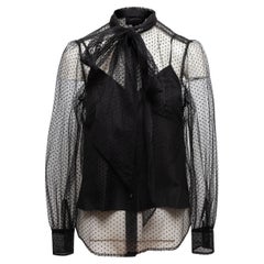 Laufsteg Marc Jacobs Schwarze durchsichtige gepunktete Bluse