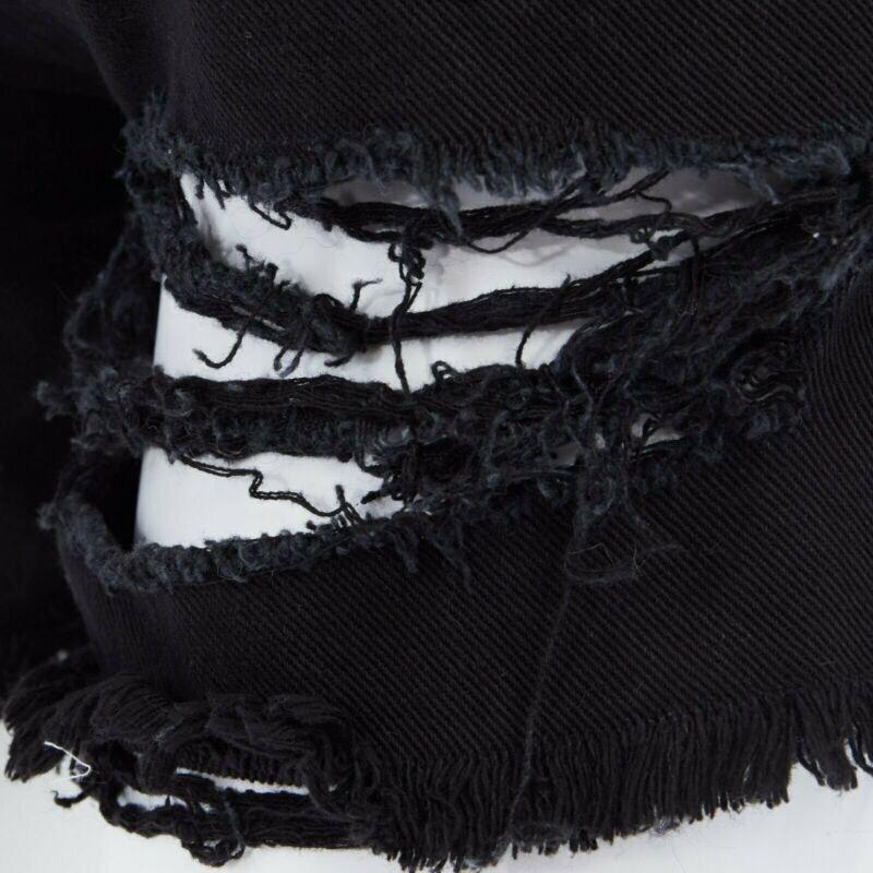 Laufsteg MARTIN MARGIELA 2008 Schwarze geschredderte, abgeschnittene Jeans IT40 27
