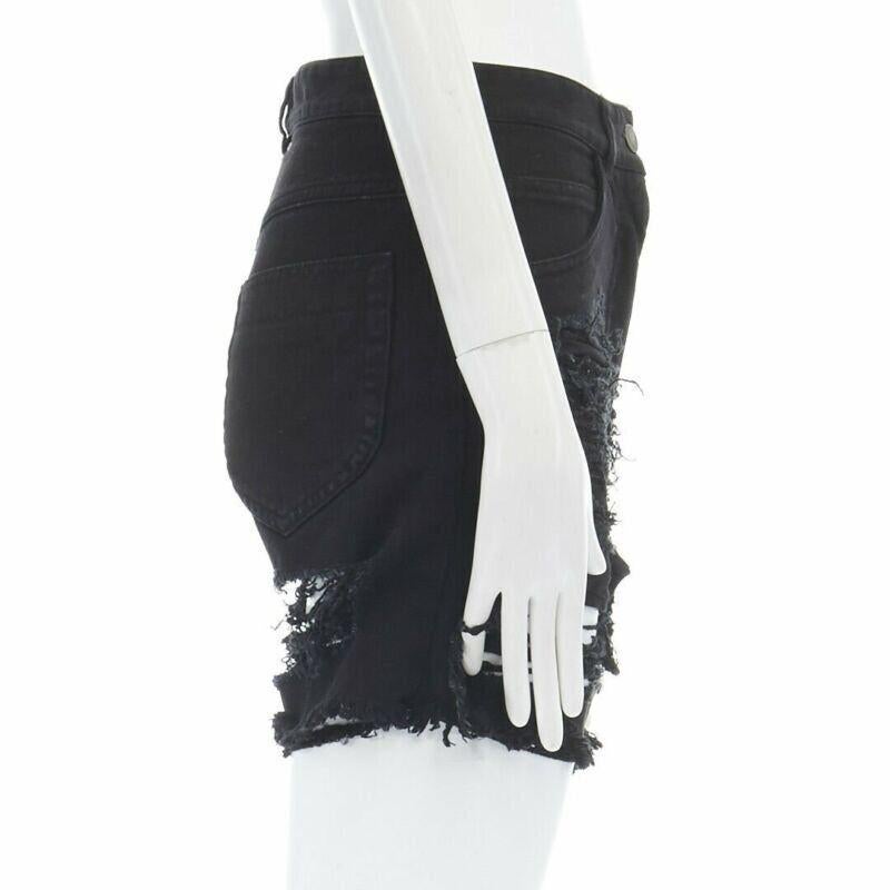 Laufsteg MARTIN MARGIELA 2008 Schwarze geschredderte, abgeschnittene Jeans IT40 27