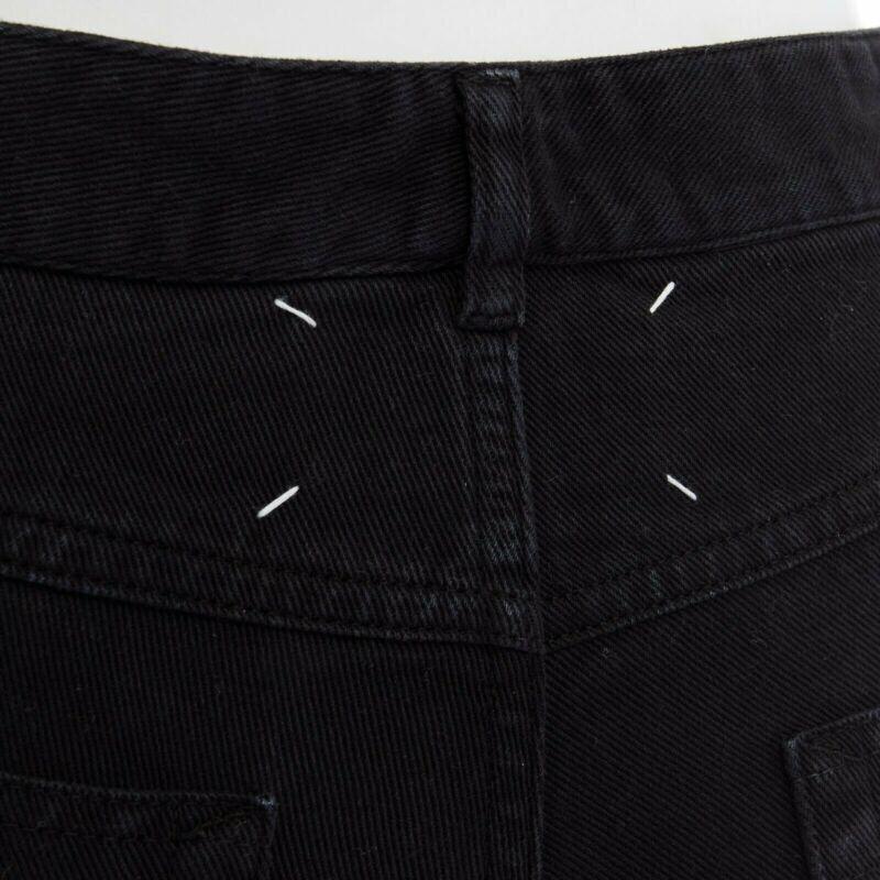Laufsteg MARTIN MARGIELA 2008 Schwarze geschredderte, abgeschnittene Jeans IT40 27