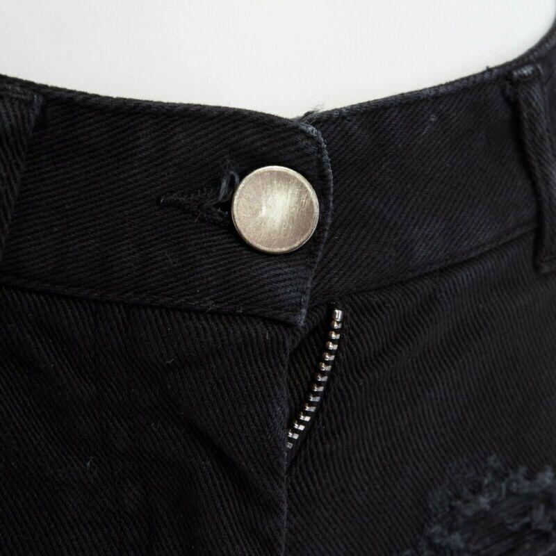 Laufsteg MARTIN MARGIELA 2008 Schwarze geschredderte, abgeschnittene Jeans IT40 27