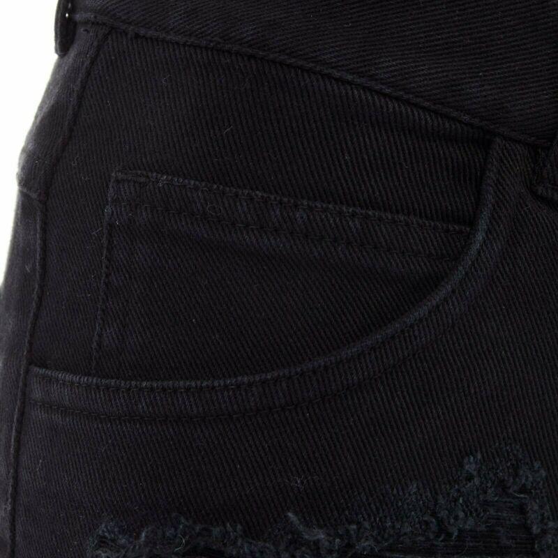 Laufsteg MARTIN MARGIELA 2008 Schwarze geschredderte, abgeschnittene Jeans IT40 27