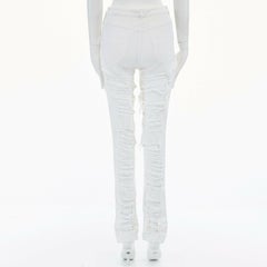 runway MARTIN MARGIELA SS08 white shredded extreme ripped jeans IT42 28"