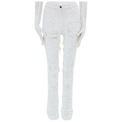 runway MARTIN MARGIELA SS08 white shredded extreme ripped jeans IT42 28"