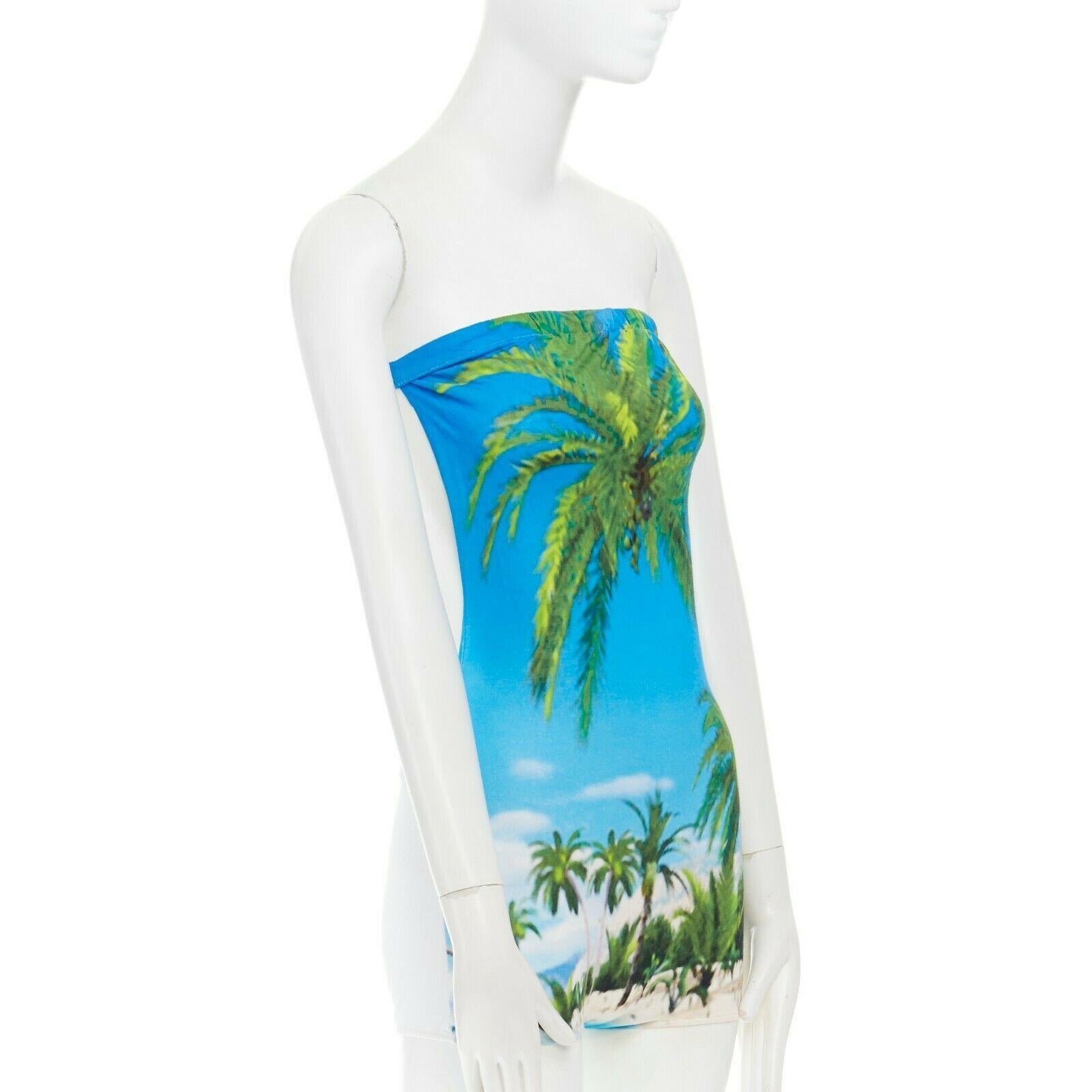 Women's runway MARTIN MARGIELA SS10 tropical palm print backless bodysuit romper IT38 XS