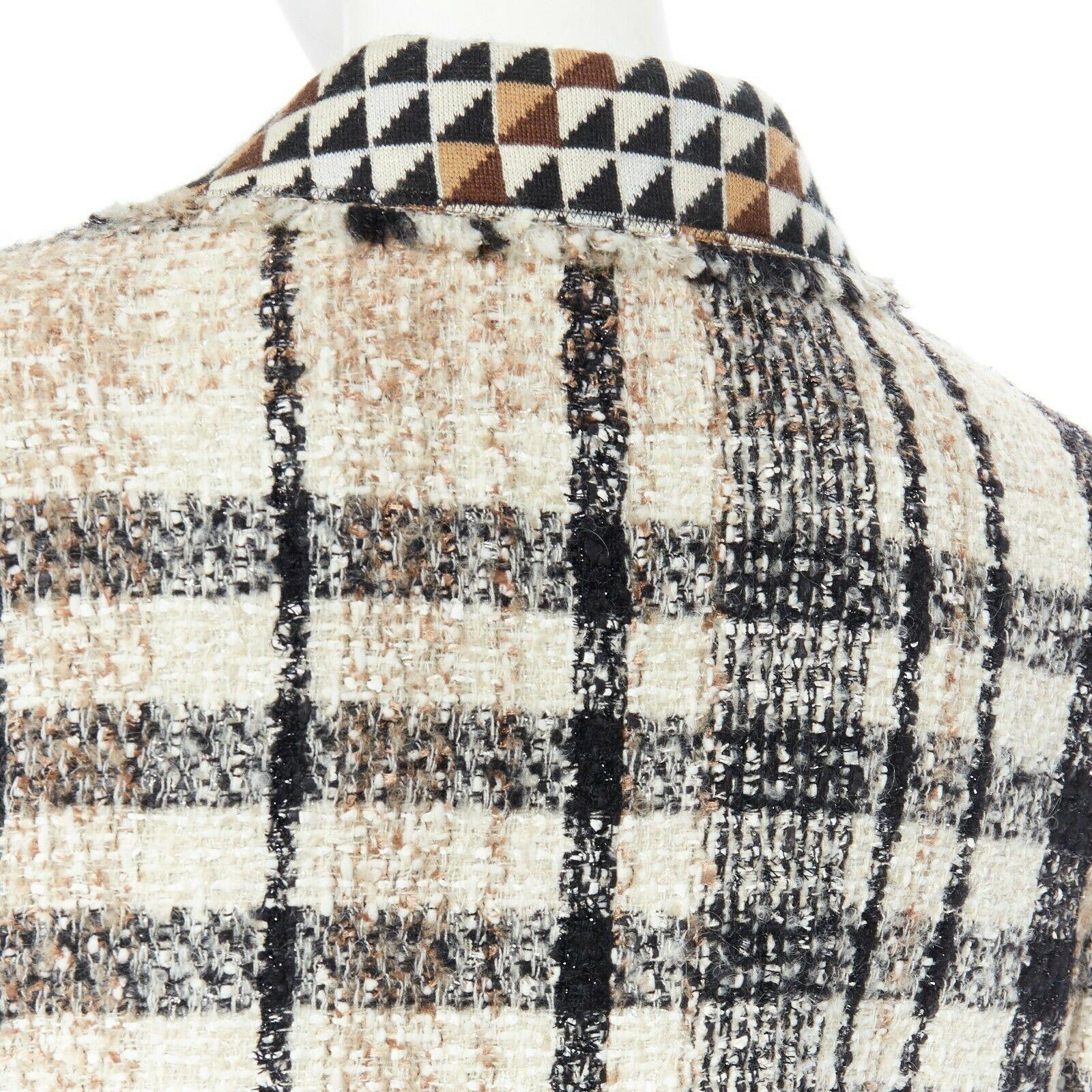 Women's runway MEN'S CHANEL 04A plaid fantasy tweed cashmere lined boxy jacket  FR42