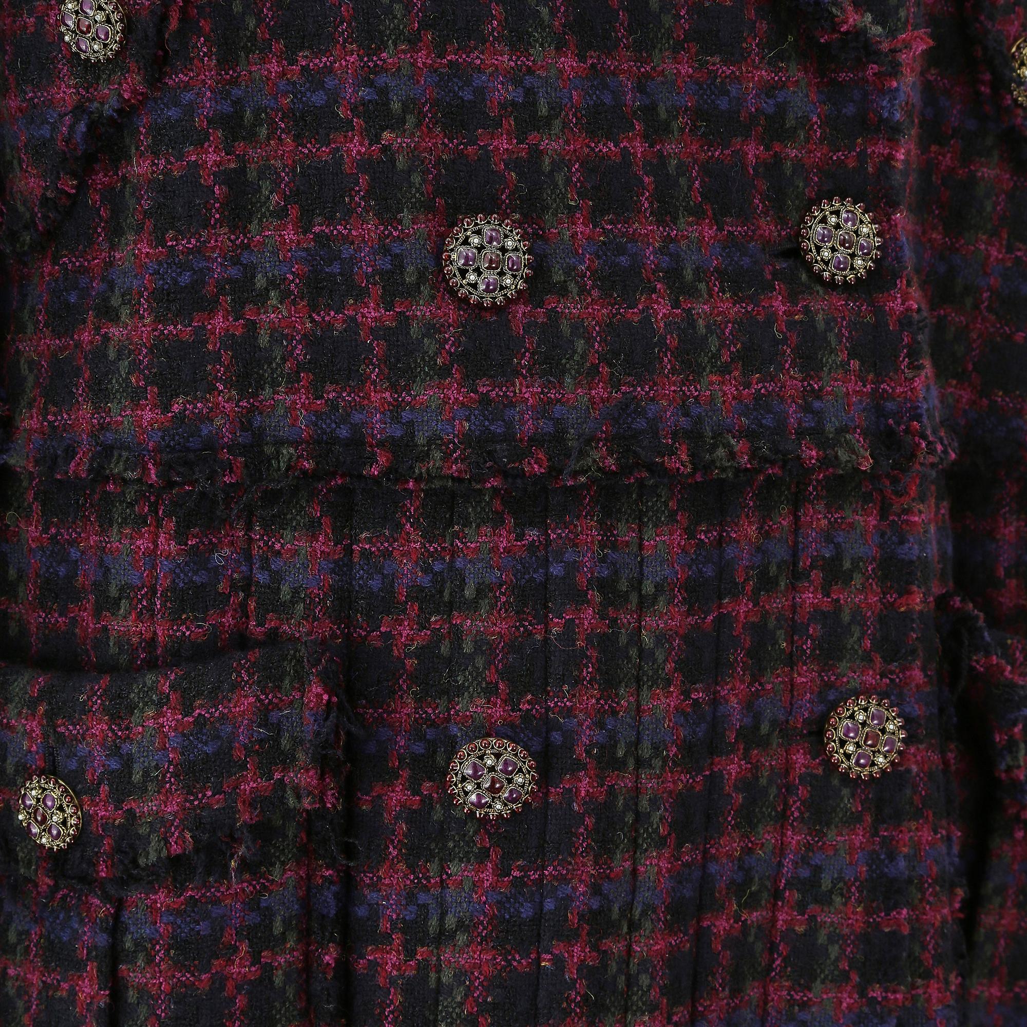 Défilé 2013 Metiers d'Arts Chanel Manteau en tweed écossais violet Pour femmes en vente