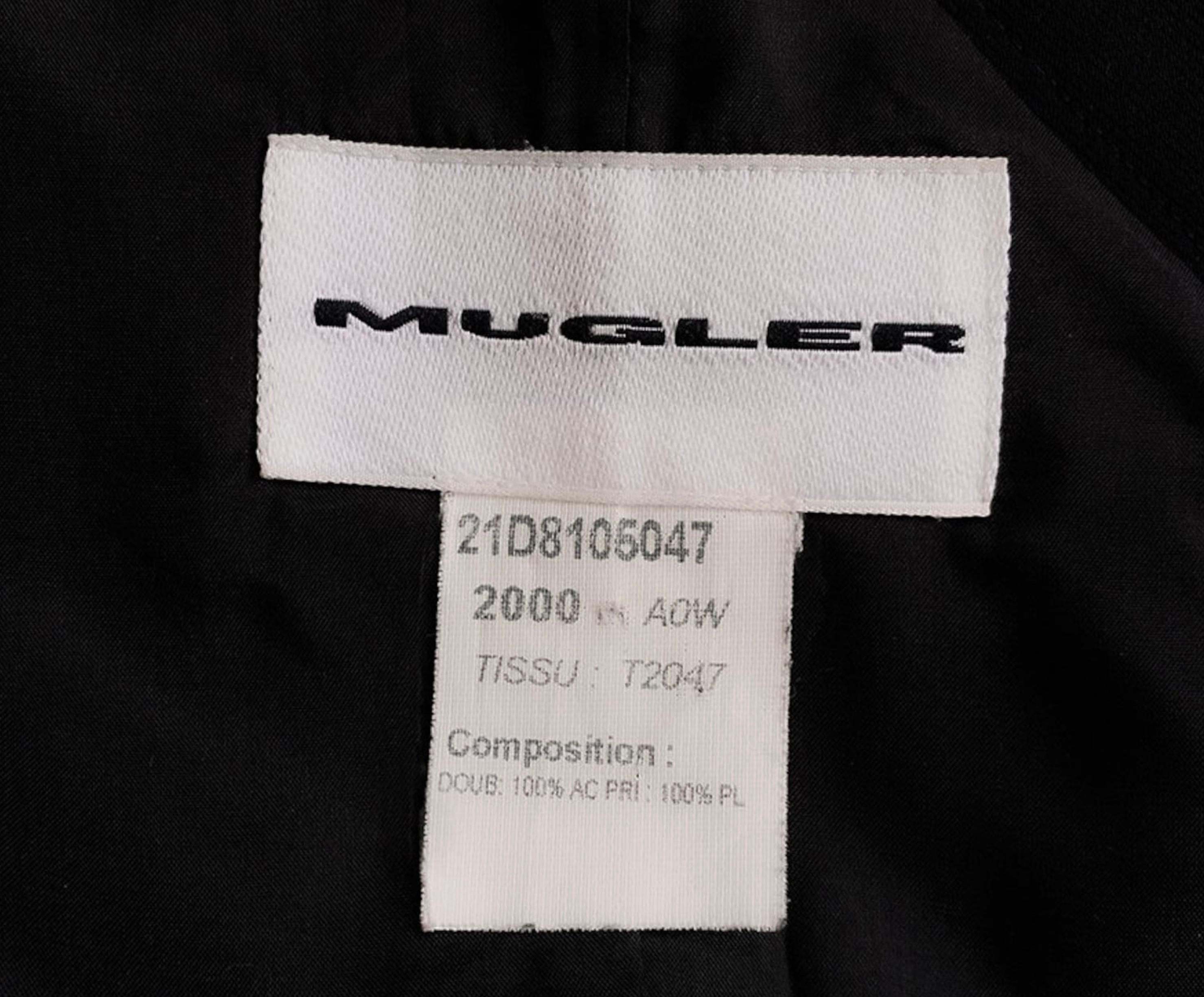 Laufsteg Mugler H/W 2000 Kollektion Schwarzes asymmetrisches asymmetrisches, abnehmbares Schulterkleid Damen im Angebot