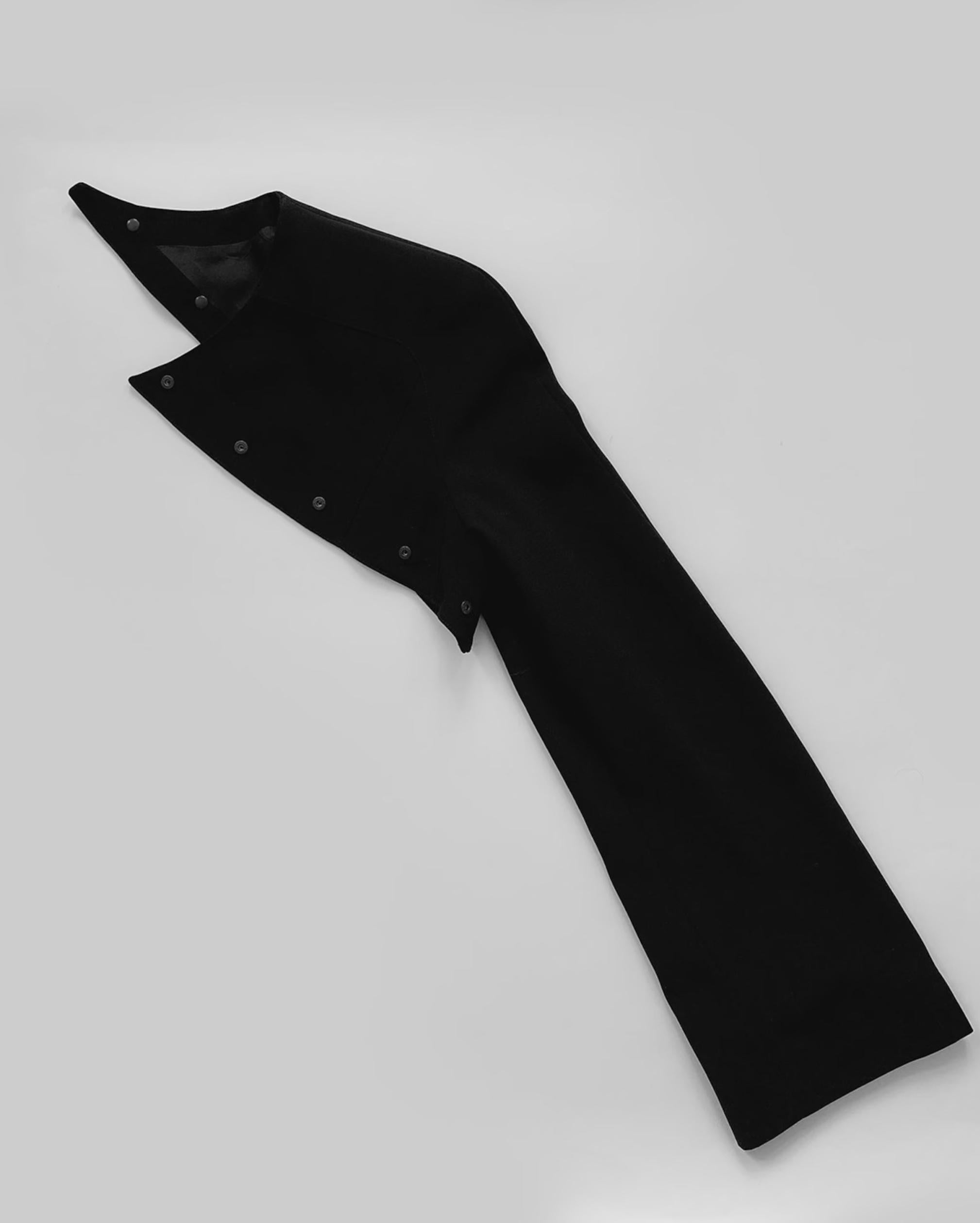 Laufsteg Mugler H/W 2000 Kollektion Schwarzes asymmetrisches asymmetrisches, abnehmbares Schulterkleid im Angebot 4