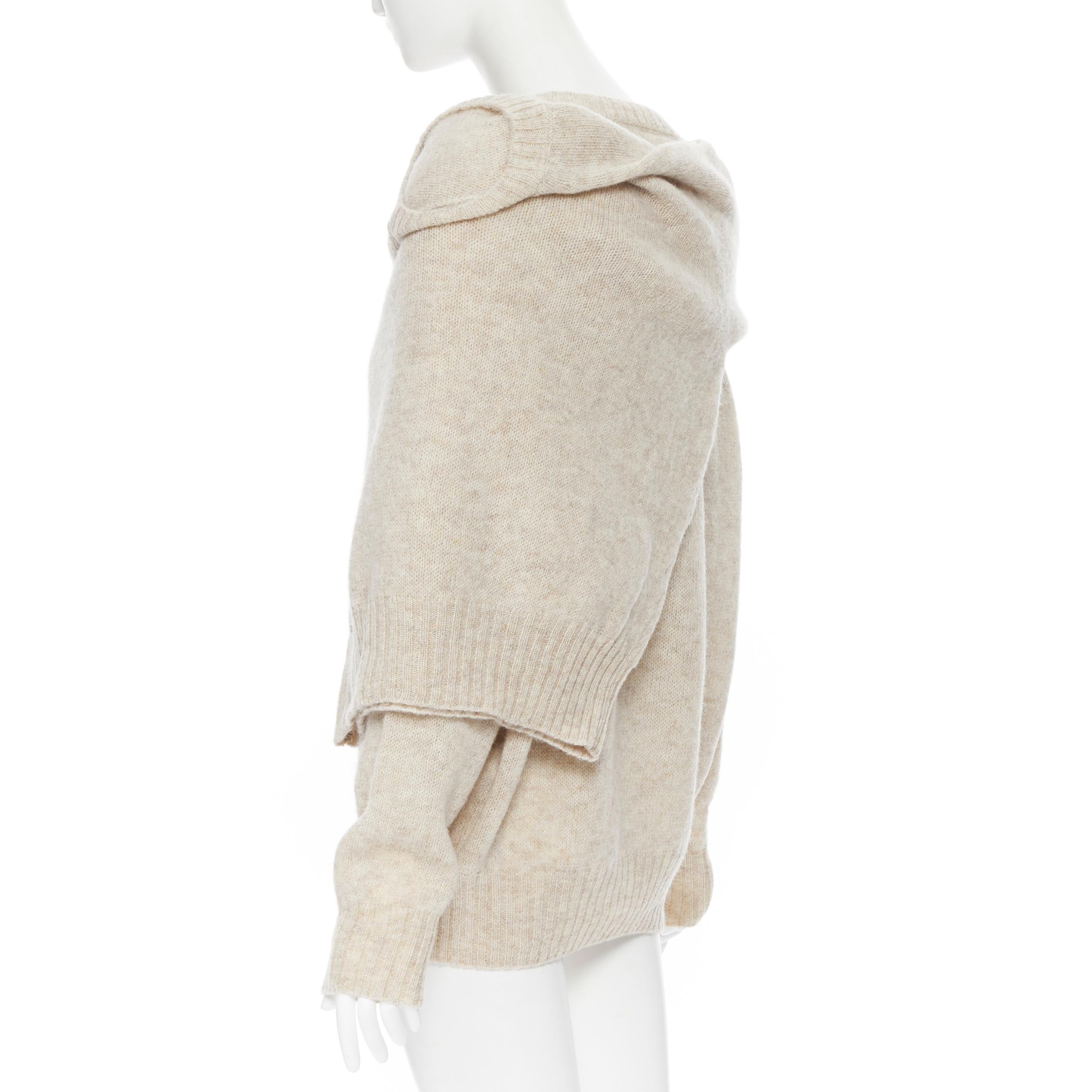 Beige runway OLD CELINE PHOEBE PHILO beige wool attached wrap oversized sweater XS