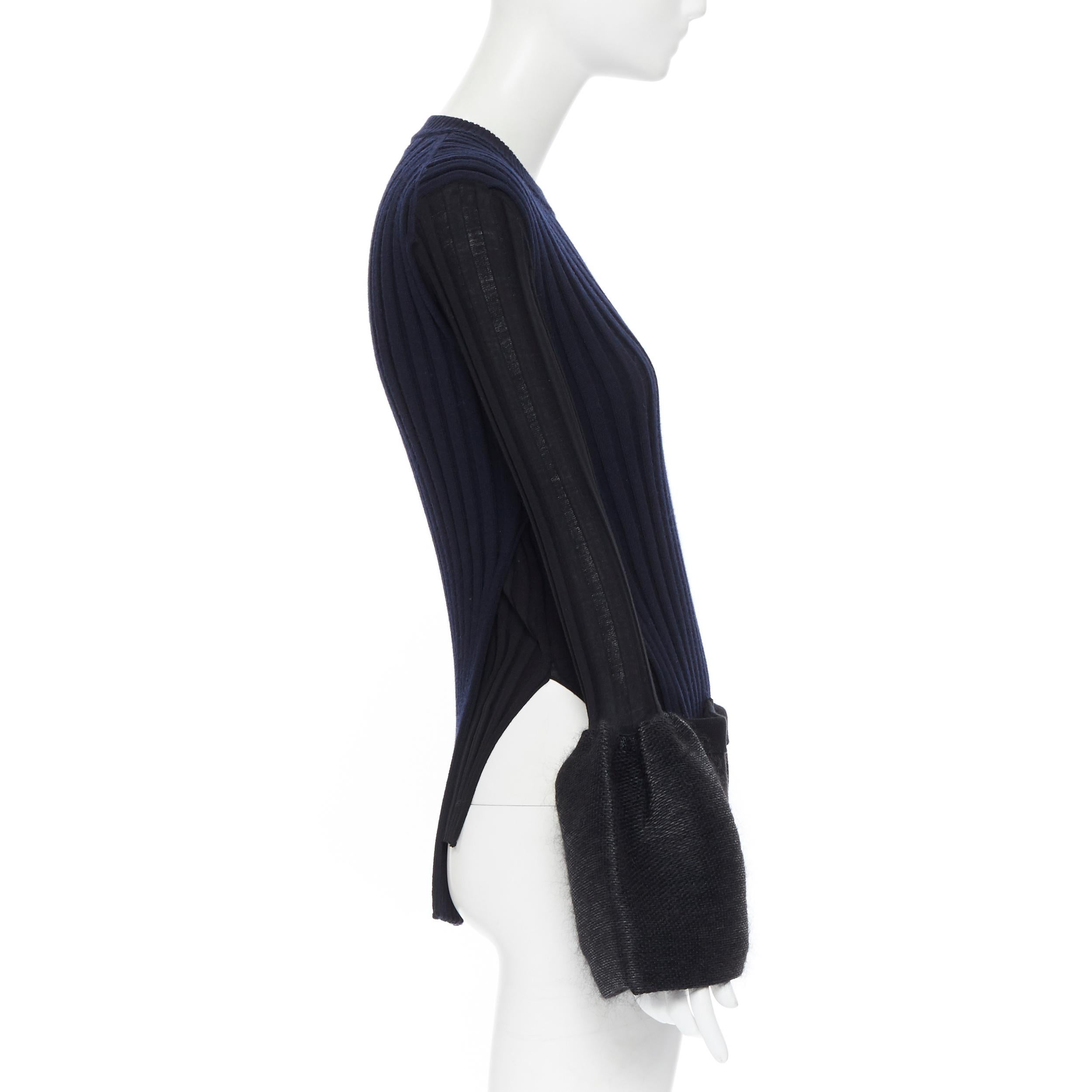 runway OLD CELINE PHOEBE PHILO black ribbed knit dual pocket flared cuff top XS In New Condition In Hong Kong, NT