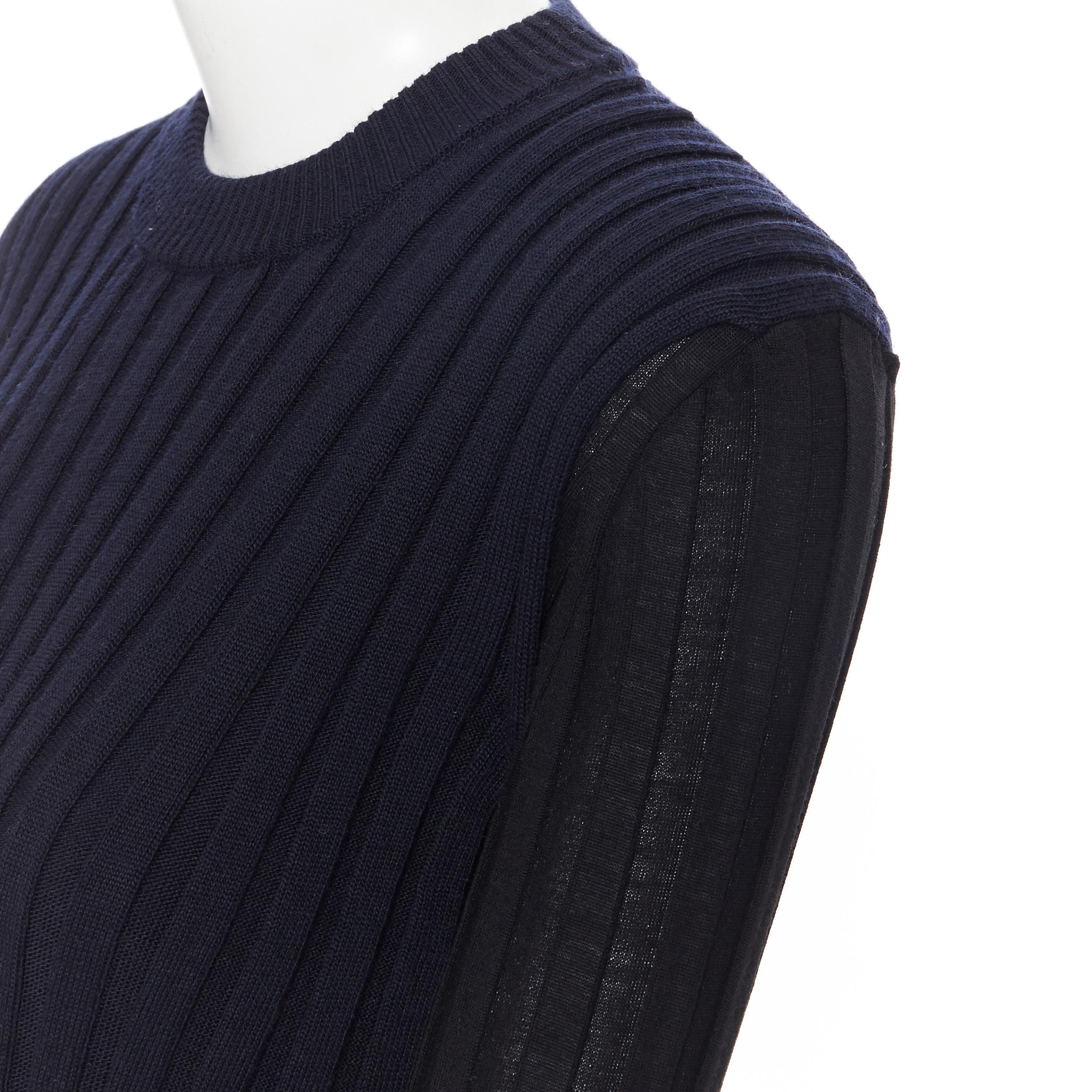 runway OLD CELINE PHOEBE PHILO black ribbed knit dual pocket flared cuff top XS 4