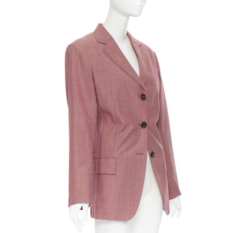 runway OLD CELINE PHOEBE PHILO pink wool cinched waist oversized blazer  FR36 S