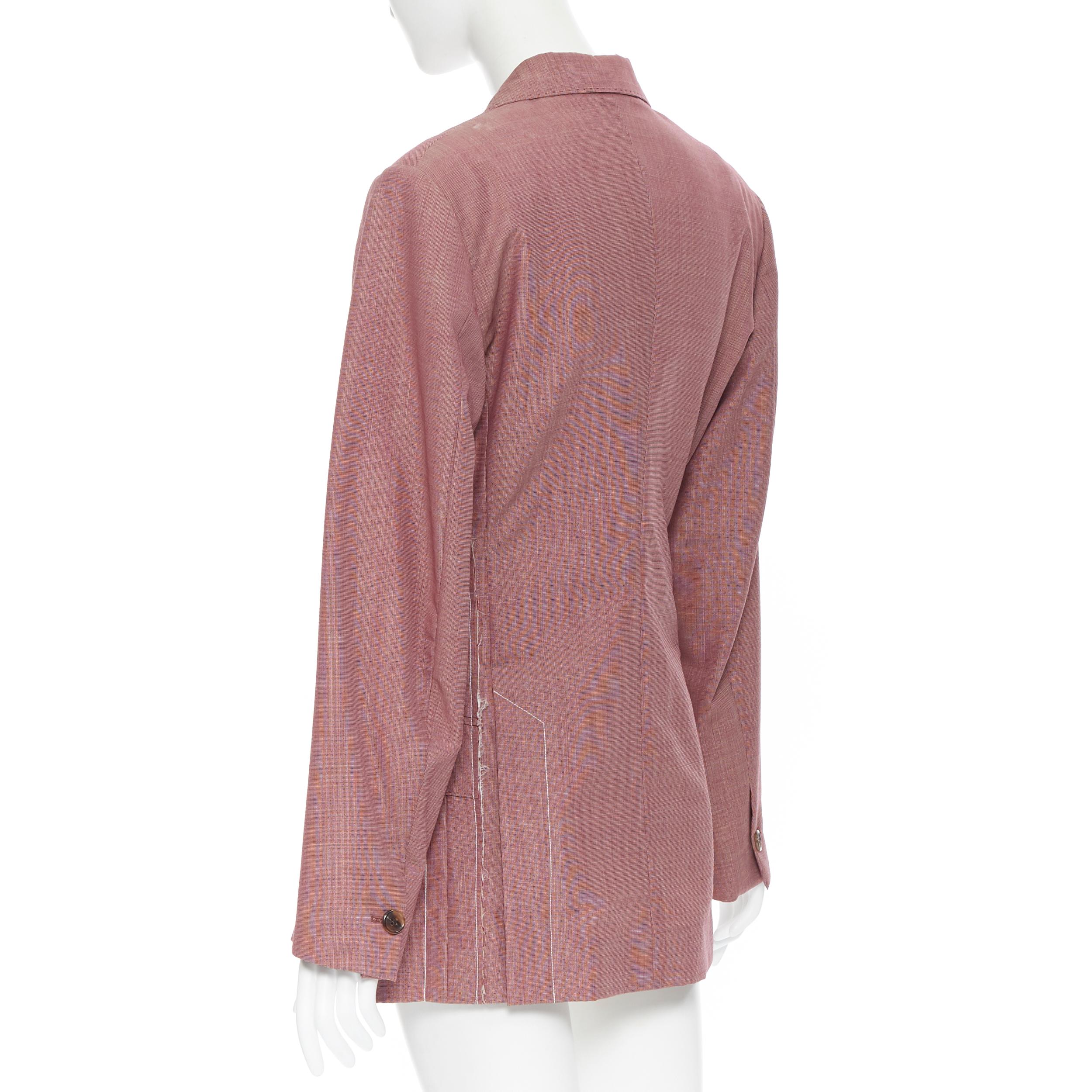 Brown runway OLD CELINE PHOEBE PHILO pink wool cinched waist oversized blazer FR36 S