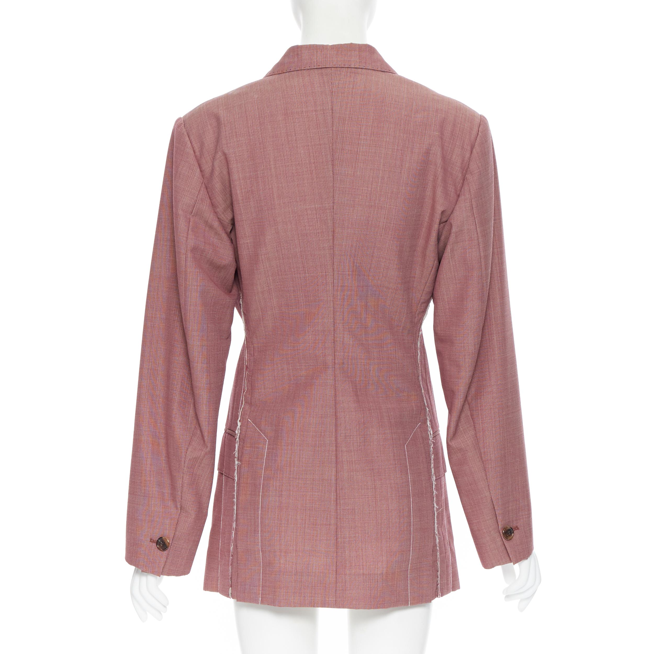 runway OLD CELINE PHOEBE PHILO pink wool cinched waist oversized blazer FR36 S In Fair Condition In Hong Kong, NT
