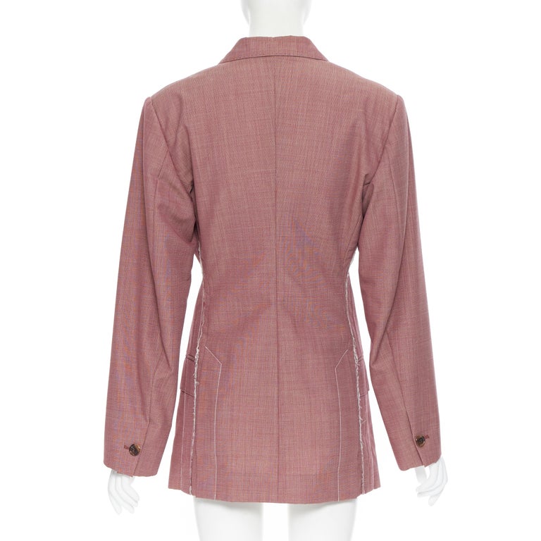 runway OLD CELINE PHOEBE PHILO pink wool cinched waist oversized blazer  FR36 S