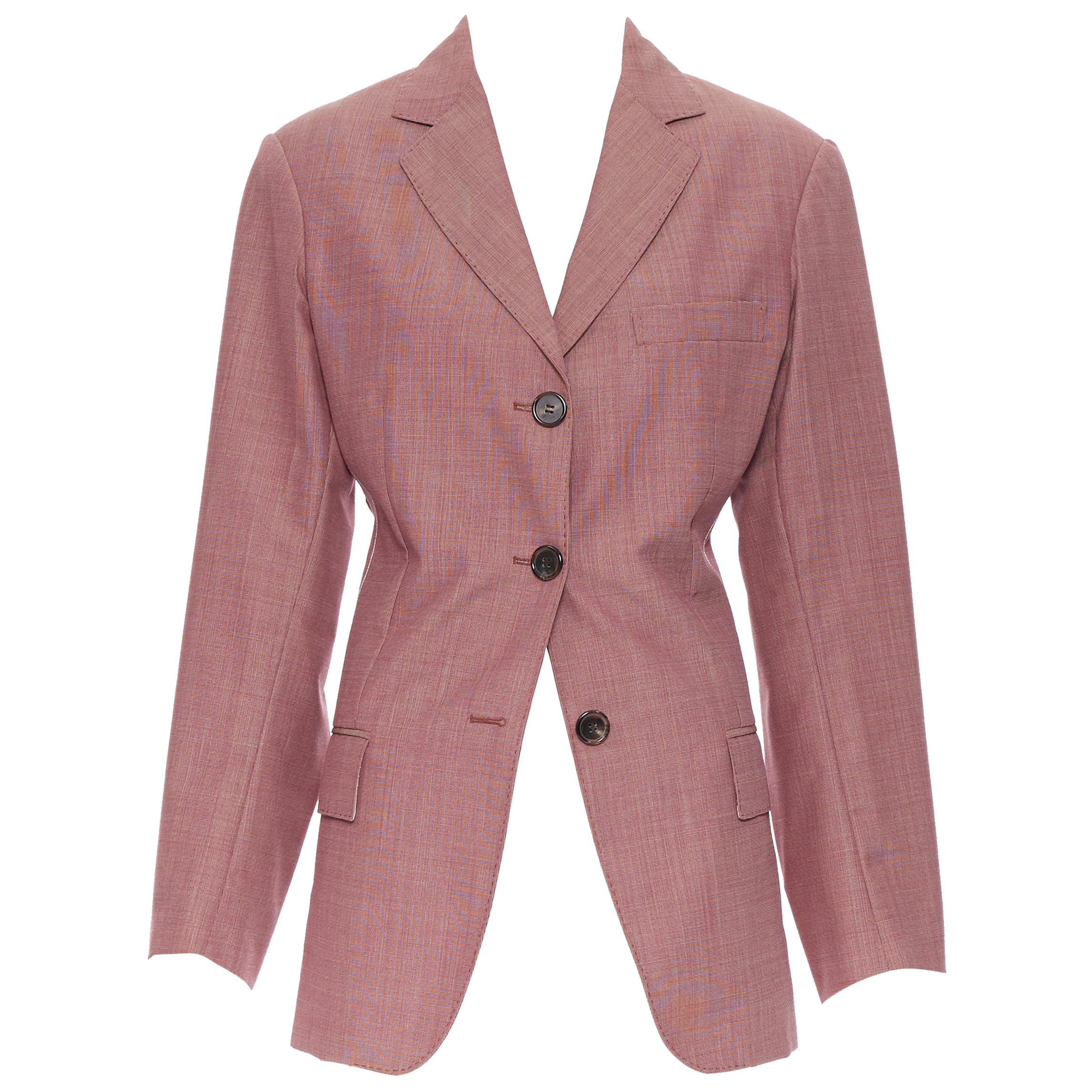runway OLD CELINE PHOEBE PHILO pink wool cinched waist oversized blazer FR36 S
