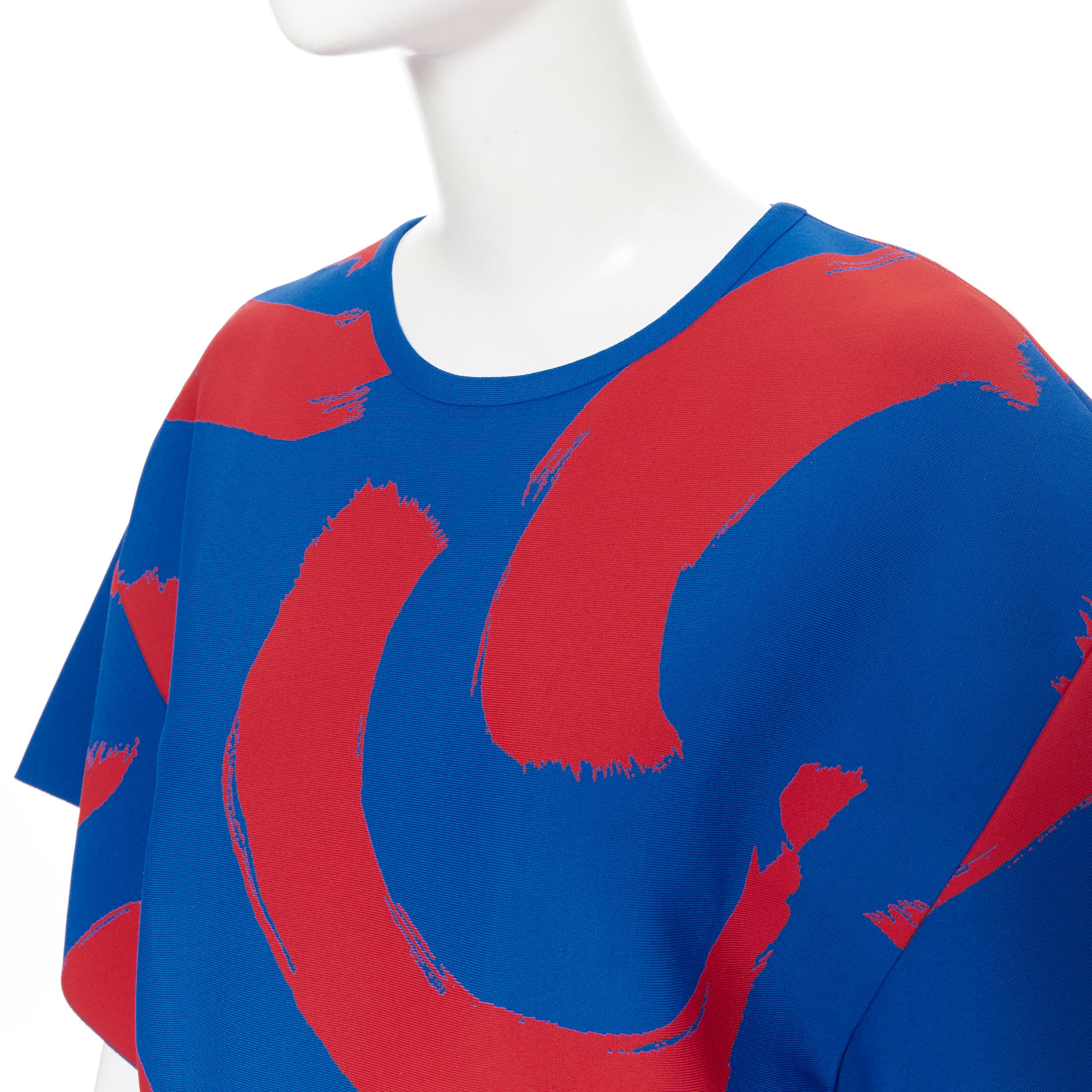 pasarela OLD CELINE SS14 rojo azul pop pincelada túnica oversize túnica top L 3