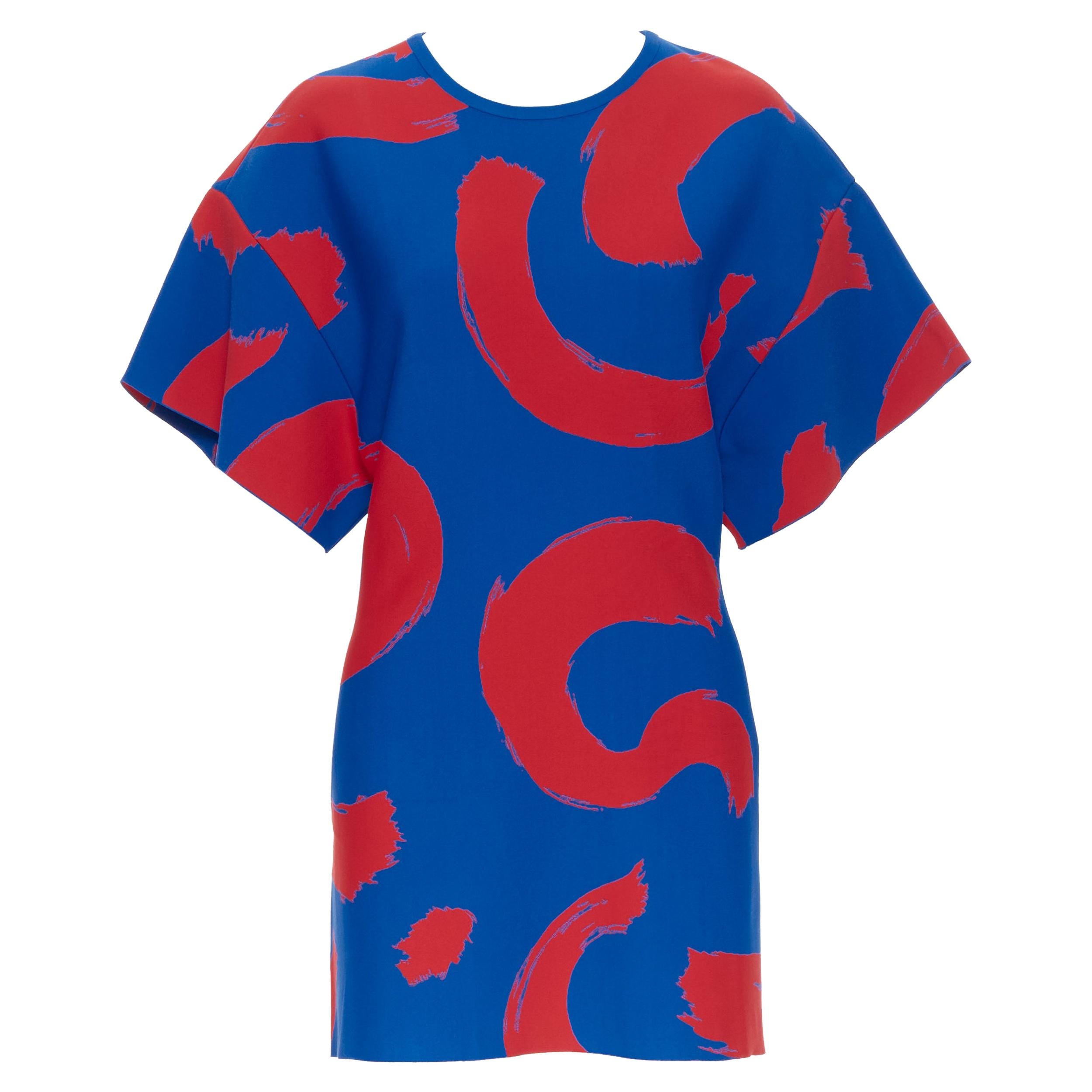 runway OLD CELINE SS14 red blue pop brush stroke oversized tunic tunic top L