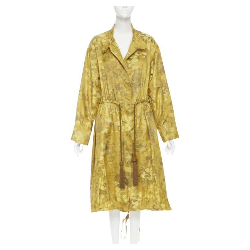 Runway OSCAR DE LA RENTA 2019 silk  floral tassel drawstring robe coat S