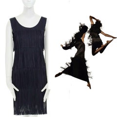 runway PLEATS Please Issey Miyake navy pleated fringe tier flapper dress JP3