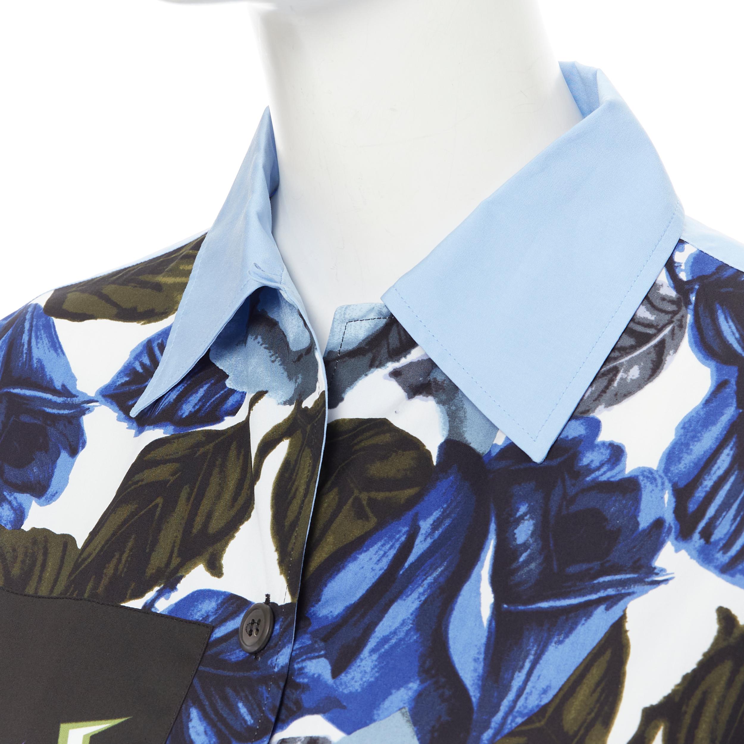 PRADA 2019 Frankenstein stampa rosa micro cuore patch boxy camicia IT36 XXS 2