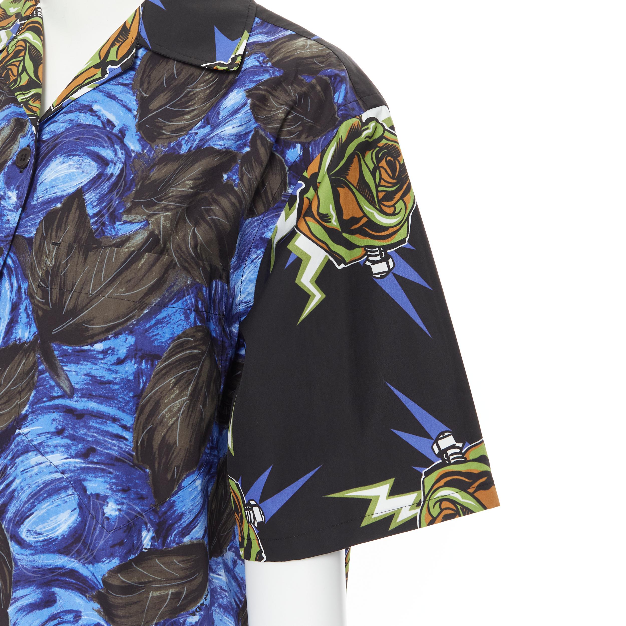 Prada 2019 Frankenstein swirl rose micro heart patch boxy shirt IT36 XXS 3