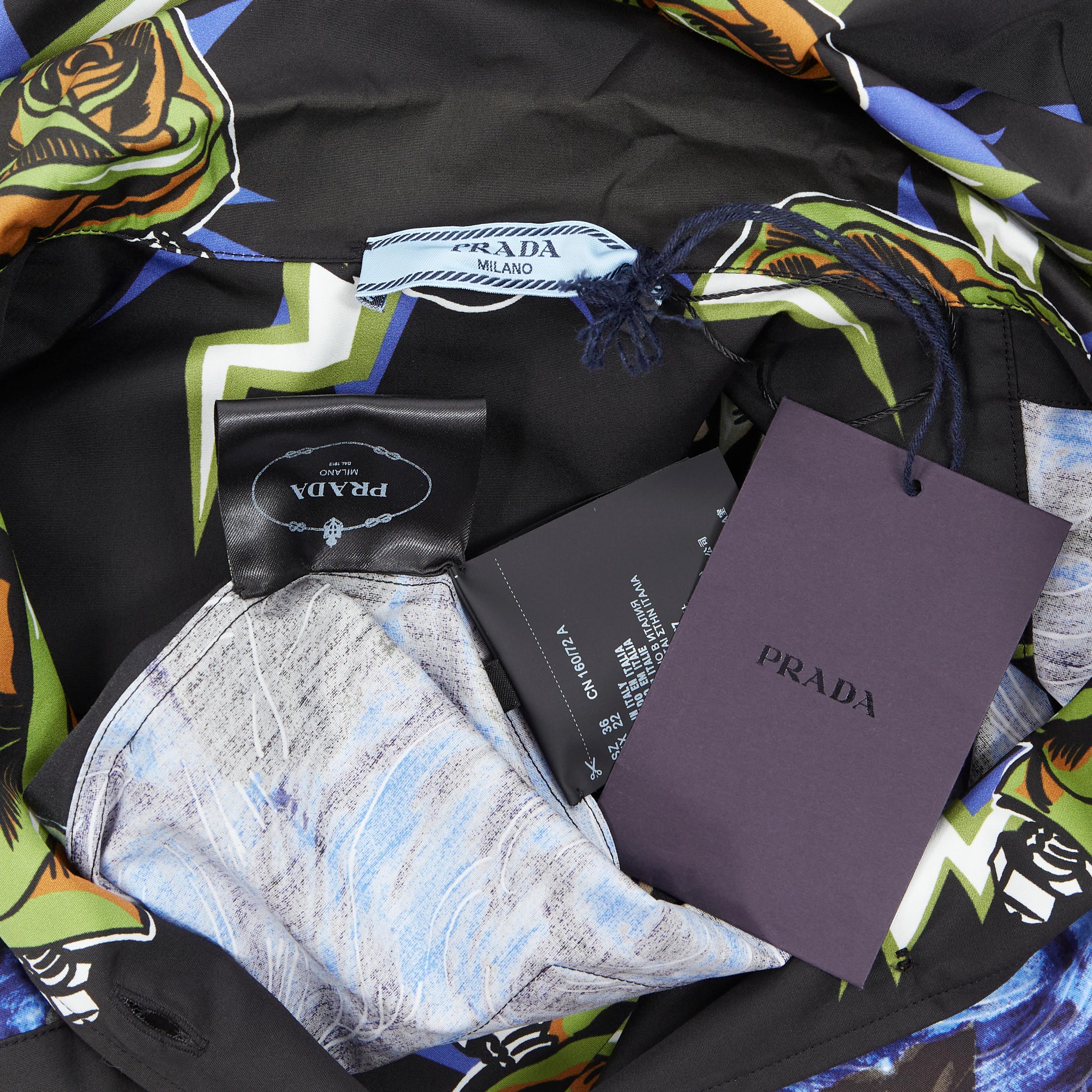 Prada 2019 Frankenstein swirl rose micro heart patch boxy shirt IT36 XXS 4