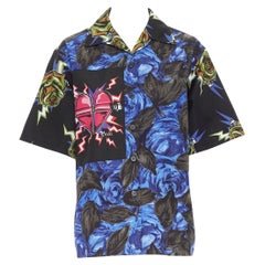 Prada 2019 Frankenstein swirl rose micro heart patch boxy shirt IT36 XXS