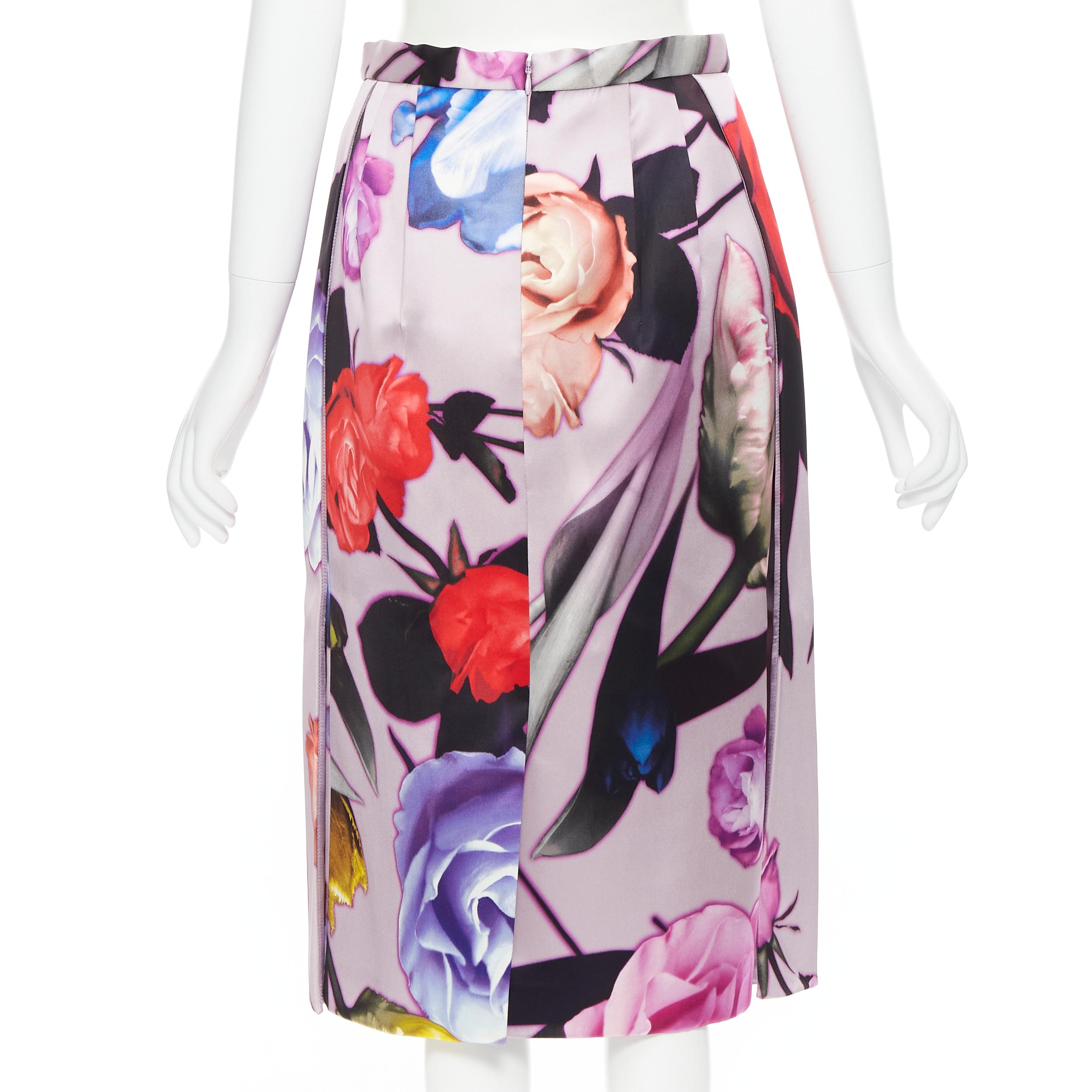 runway PRADA 2019 purple tulip floral silk rosette A-line flared skirt IT40 In New Condition In Hong Kong, NT