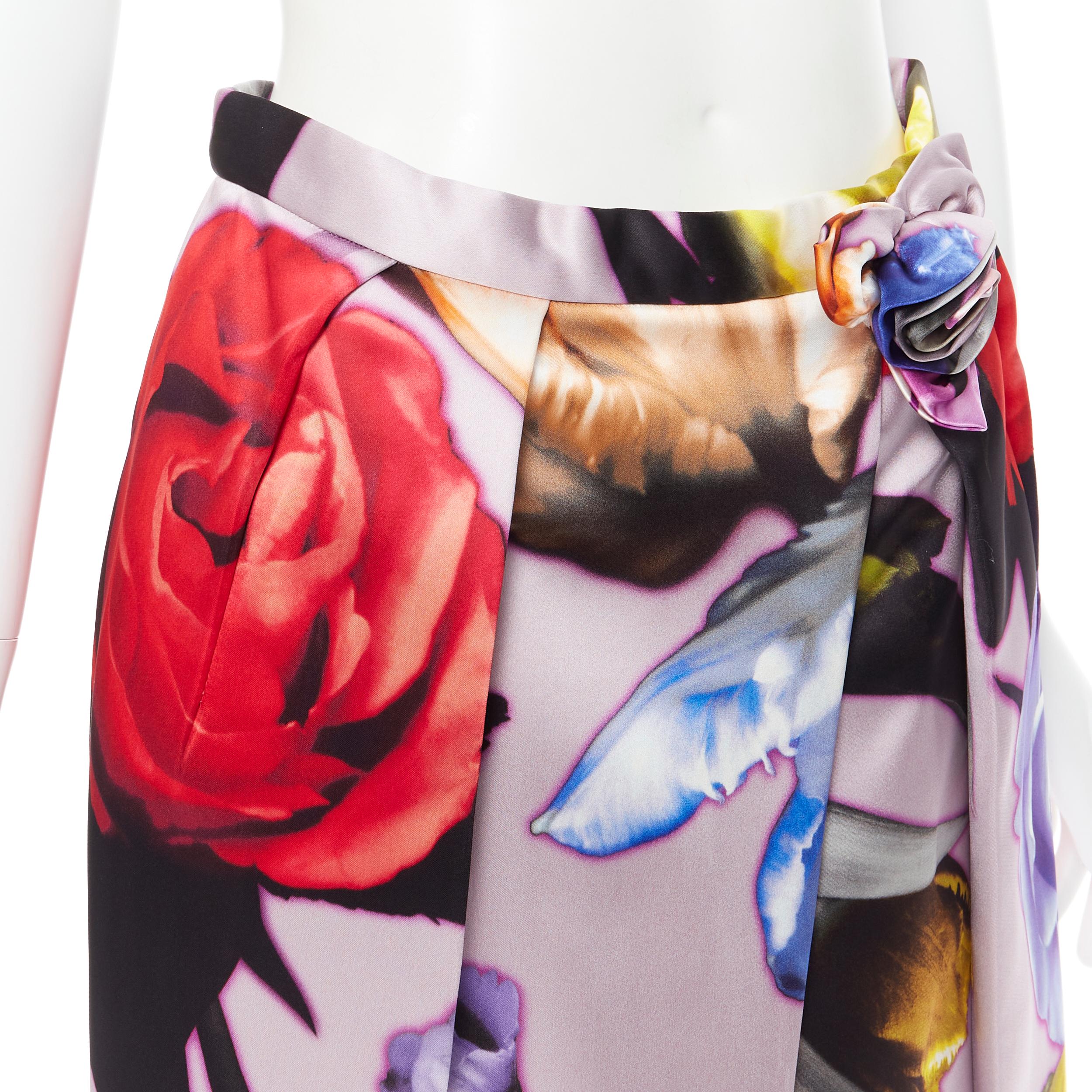 Women's runway PRADA 2019 purple tulip floral silk rosette A-line flared skirt IT40