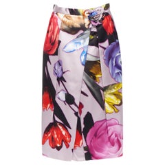 runway PRADA 2019 purple tulip floral silk rosette A-line flared skirt IT40