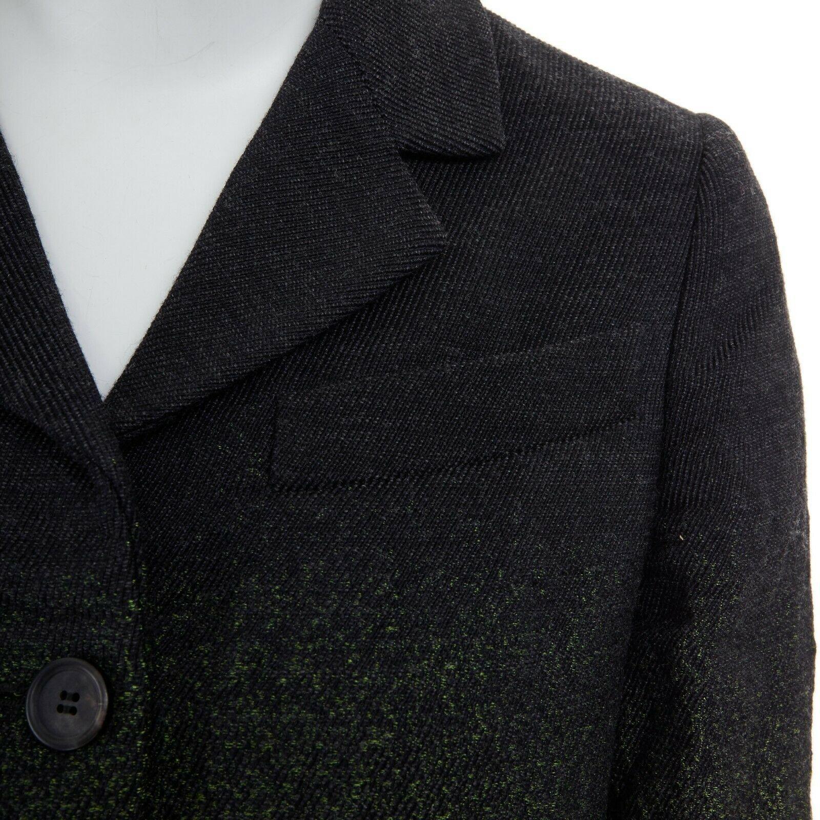 Women's runway PRADA black green gradient shrinken crinkled short jacket IT40 S