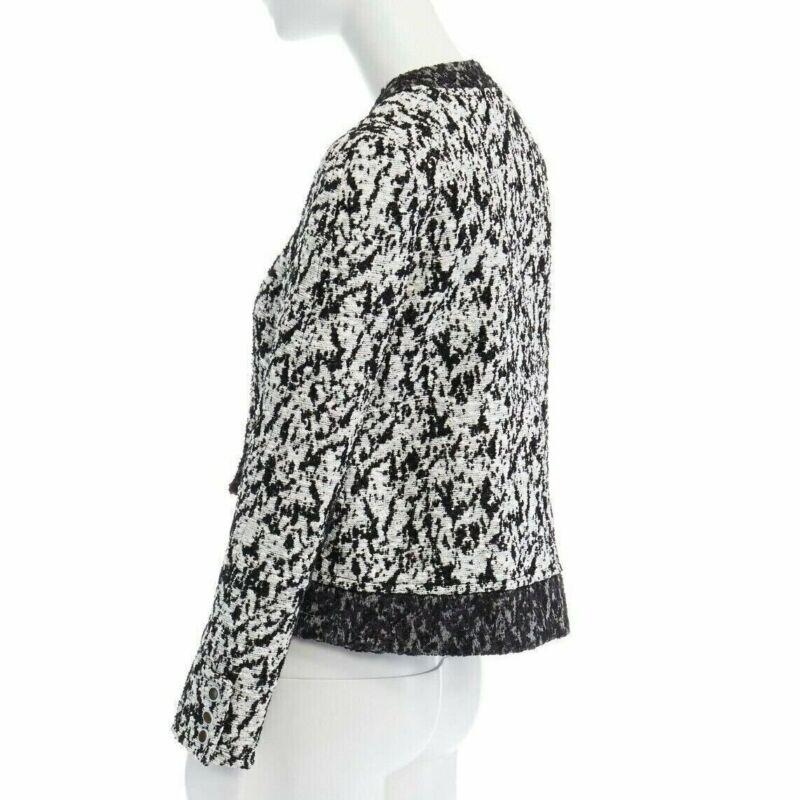 runway PROENZA SCHOULER 2011 white black boucle hook eye cropped jacket US4 S For Sale 2