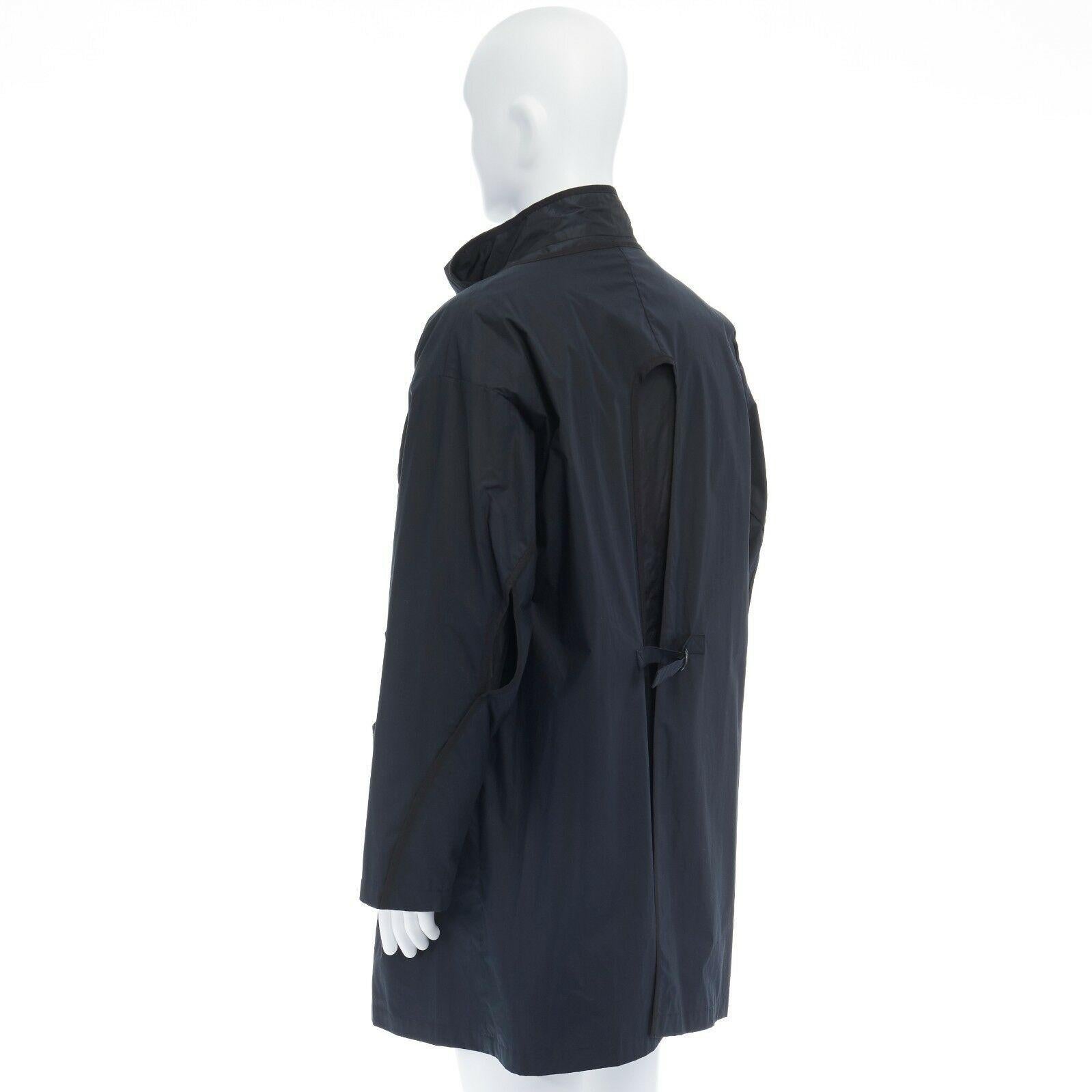 Black runway RAF SIMONS SS07 blue dual layered exposed lining zip up long coat EU50 L