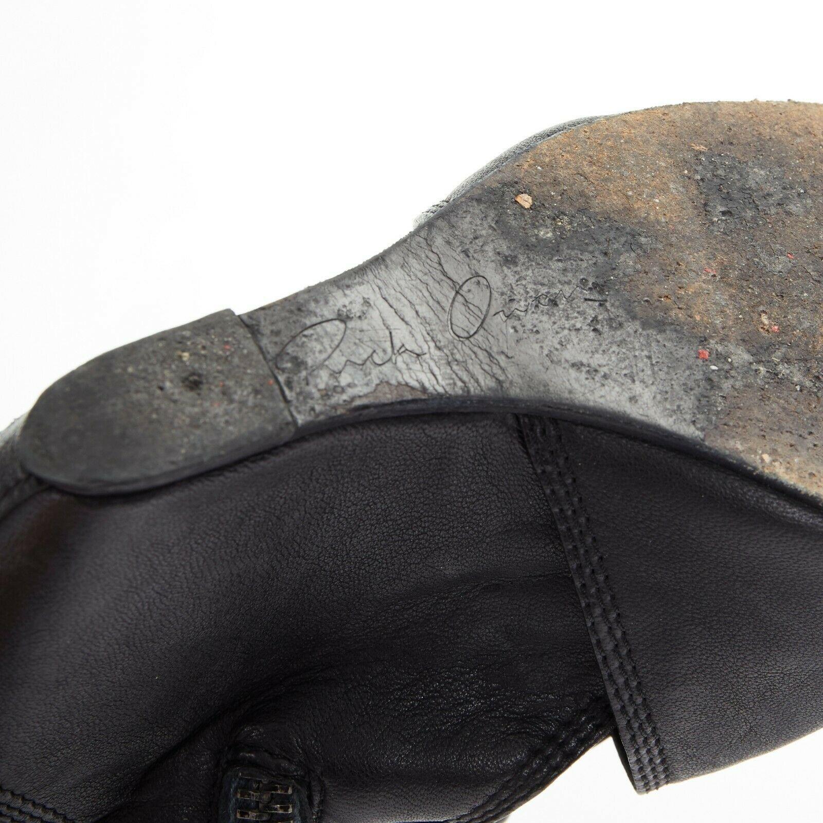 runway RICK OWENS black draped leather flared flap wedge heel sandals EU37 US7 3