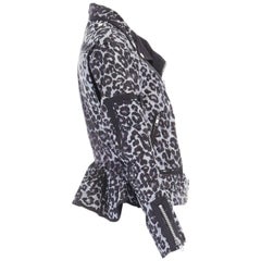 runway SACAI SS13 grey leopard cupro ruffle flared hem biker jacket JP2 M