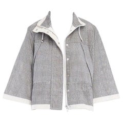 passerella Sacai SS14 grigio principe di galles traforato giacca swing svasata JP1 S