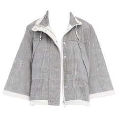 runway SACAI SS14 grey prince of wales perforated flared back swing jacket JP1 S