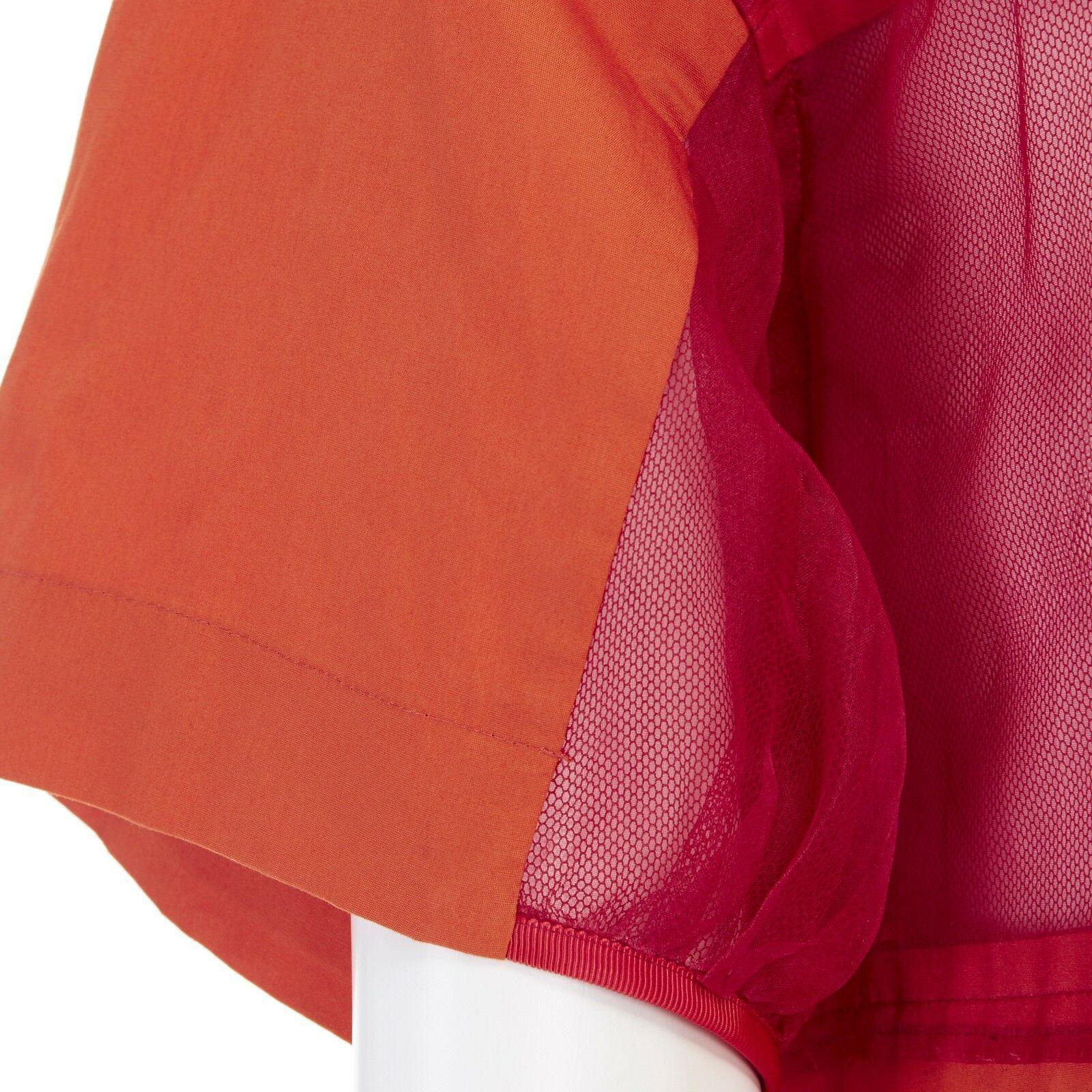 runway SACAI SS14 orange polyester panel pleated collar cotton shirt dress JP1 S 3