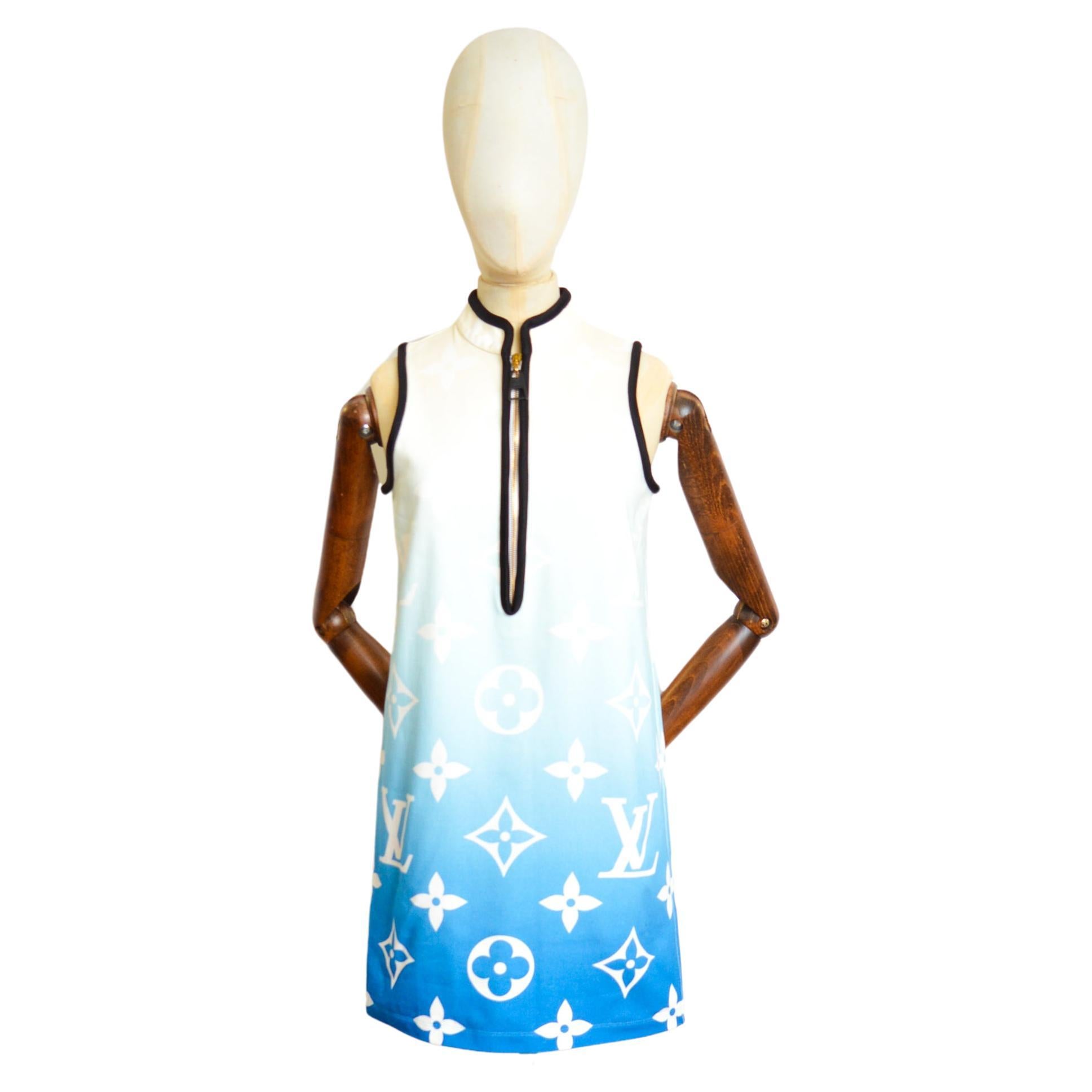 Runway Sample Spring 2021 LOUIS VUITTON Monogram Blue Lagoon Dress For Sale
