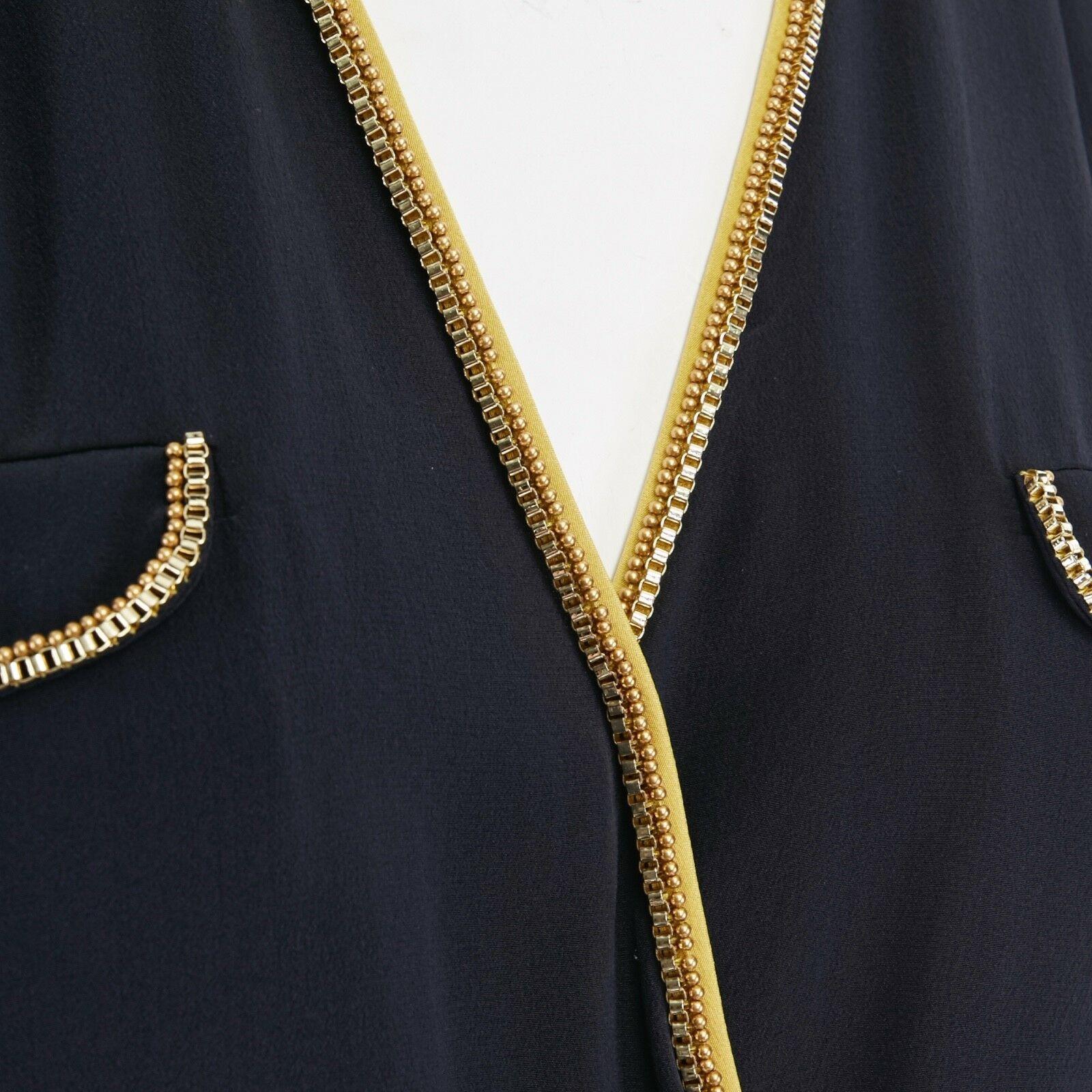 runway SASS & BIDE Pre-fall 2014 navy silk gold zipper trimmed military dress S 2