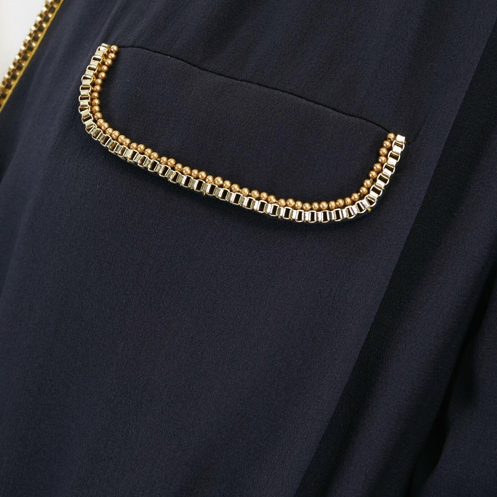 runway SASS & BIDE Pre-fall 2014 navy silk gold zipper trimmed military dress S 3