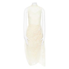 runway SIMONE ROCHA AW16 beige embroidered crystal embellished draped dress UK6