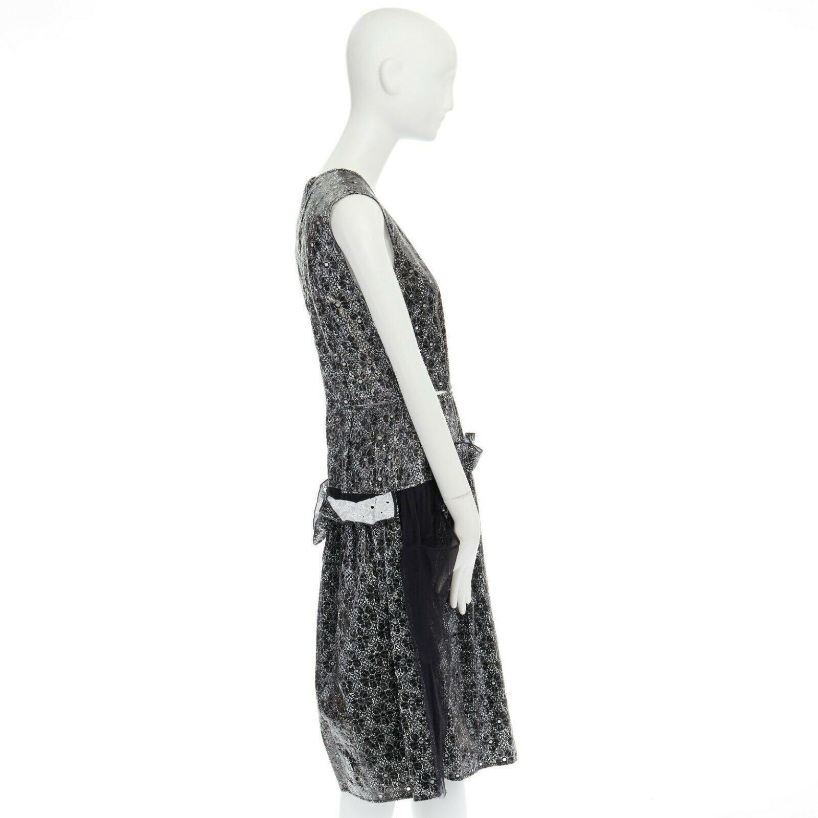 runway SIMONE ROCHA SS14 black laminate floral cotton tulle skirt dress UK10 M In Excellent Condition In Hong Kong, NT