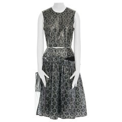 runway SIMONE ROCHA SS14 black laminate floral cotton tulle skirt dress UK10 M
