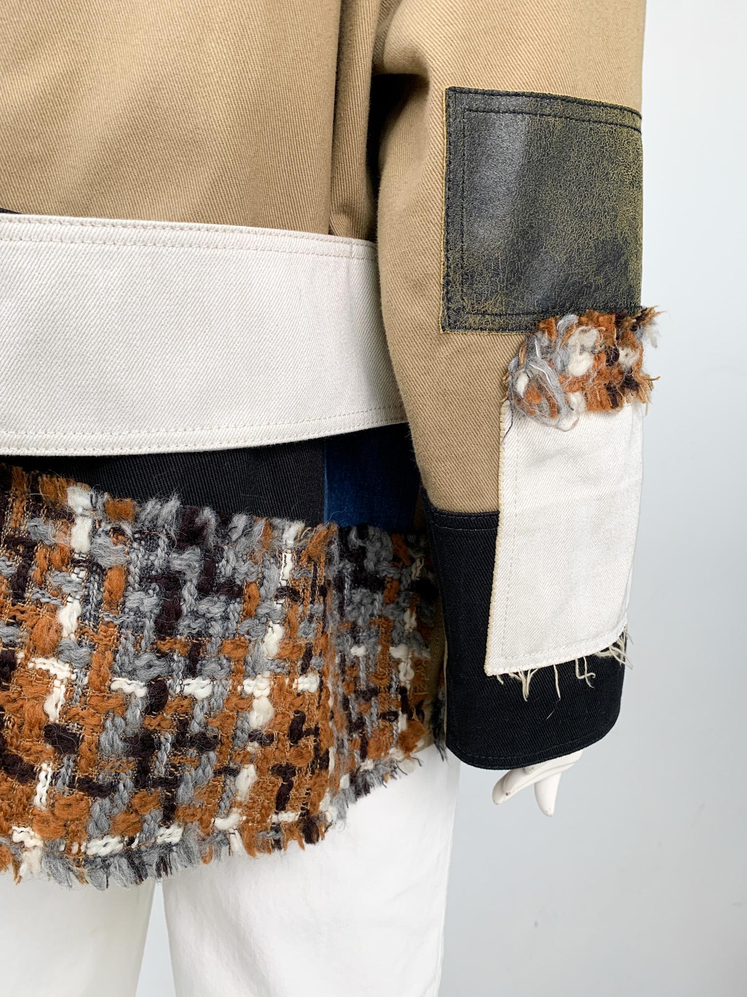 Runway Sonia Rykiel multicolour cotton tweed denim patchwork multi-pocket jacket 5