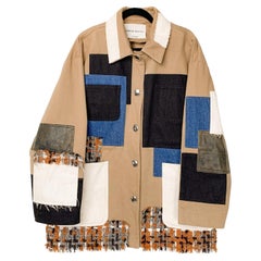 Runway Sonia Rykiel multicolour cotton tweed denim patchwork multi-pocket jacket