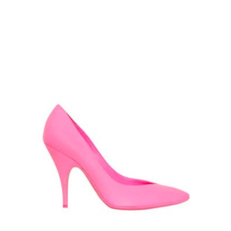 Laufsteg SS15 Moschino Couture Jeremy Scott Barbie Rosa High Heels Leder Pumps im Zustand „Neu“ im Angebot in Matthews, NC