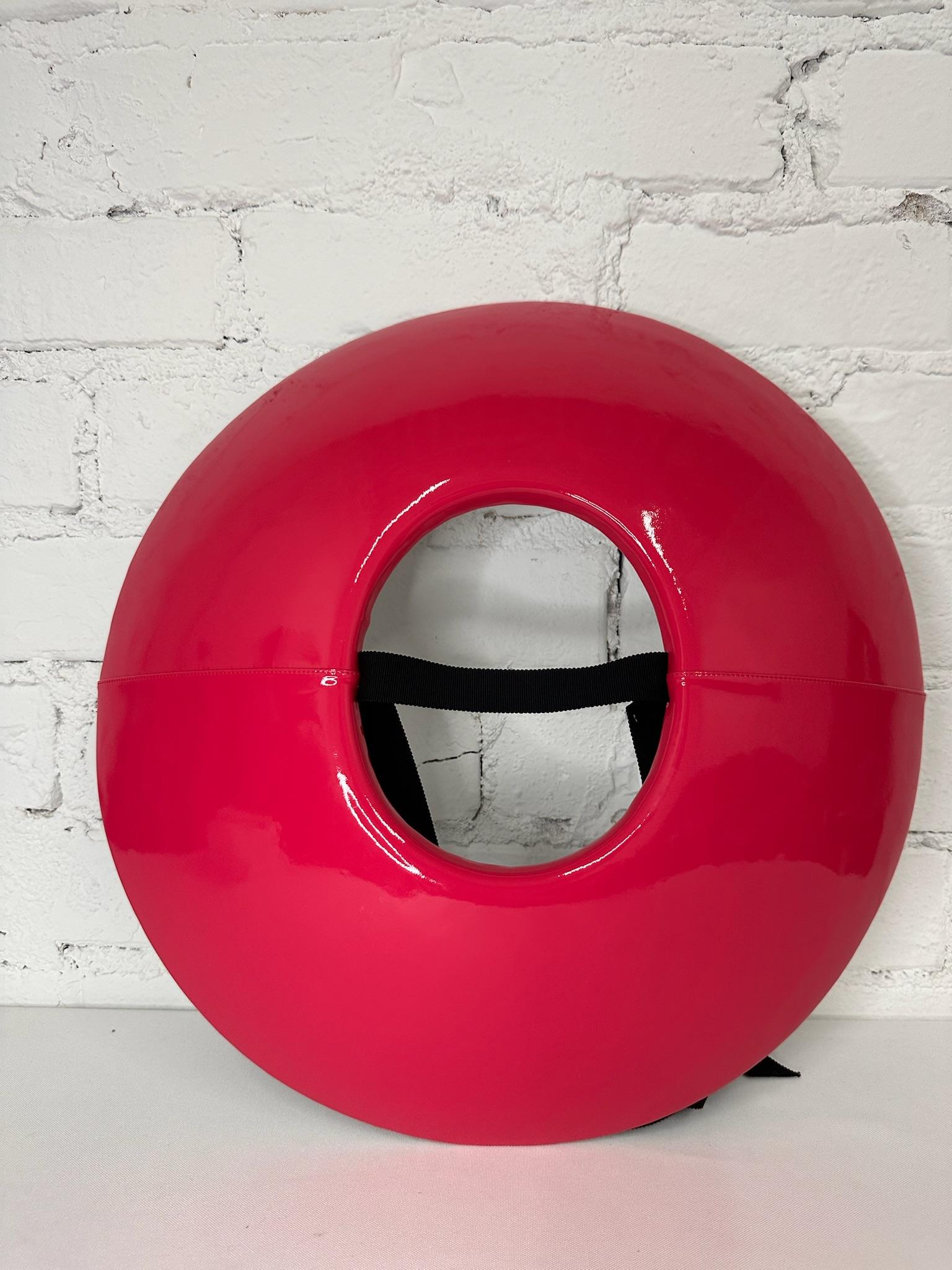 Women's RUNWAY! SS23 MOSCHINO Couture Jeremy Scott Red Fuchsia PVC Oversized OSFA Hat For Sale